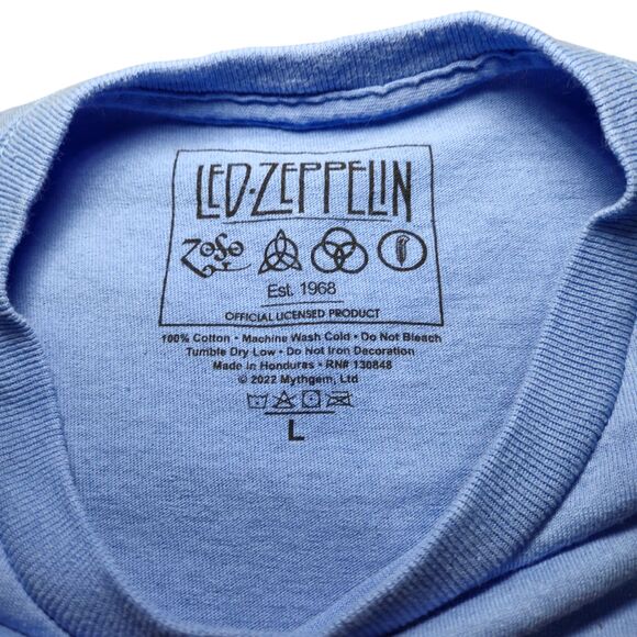 Hot Topic Led Zeppelin Blue Concert T-Shirt 100% Cotton‎ Size L Jrs - Picture 4 of 5